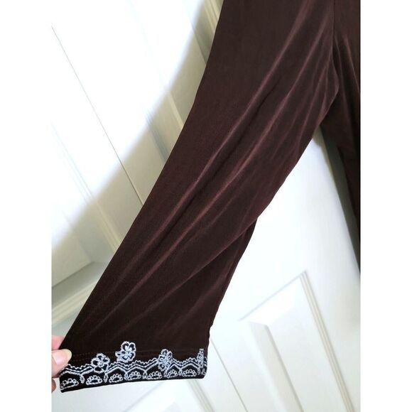 Vikki Vi 3X Brown Jacket Slinky Hook Closure Embroidered LS Vintage Shoulder Pad - Picture 4 of 6